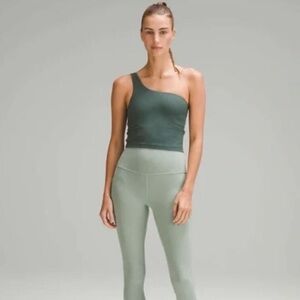 Lululemon Ribbed Nulu Asymmetrical Yoga Tank Top in Green